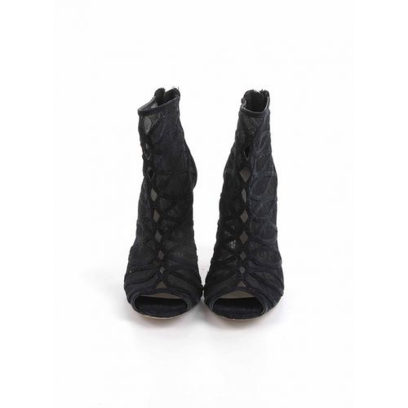 KAREN MILLEN Black Sheer Peep Toe Ankle Booties NWOT - Picture 5 of 14